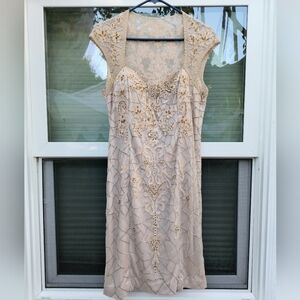 Chic Beige Lace Midi Dress - New! - Classy & Elegant